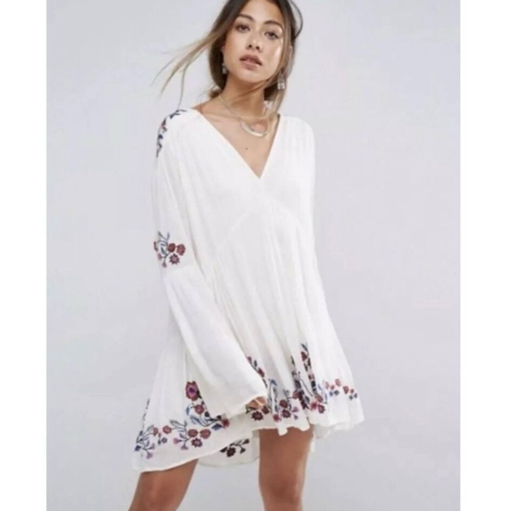 White Floral Embroidered Dress
